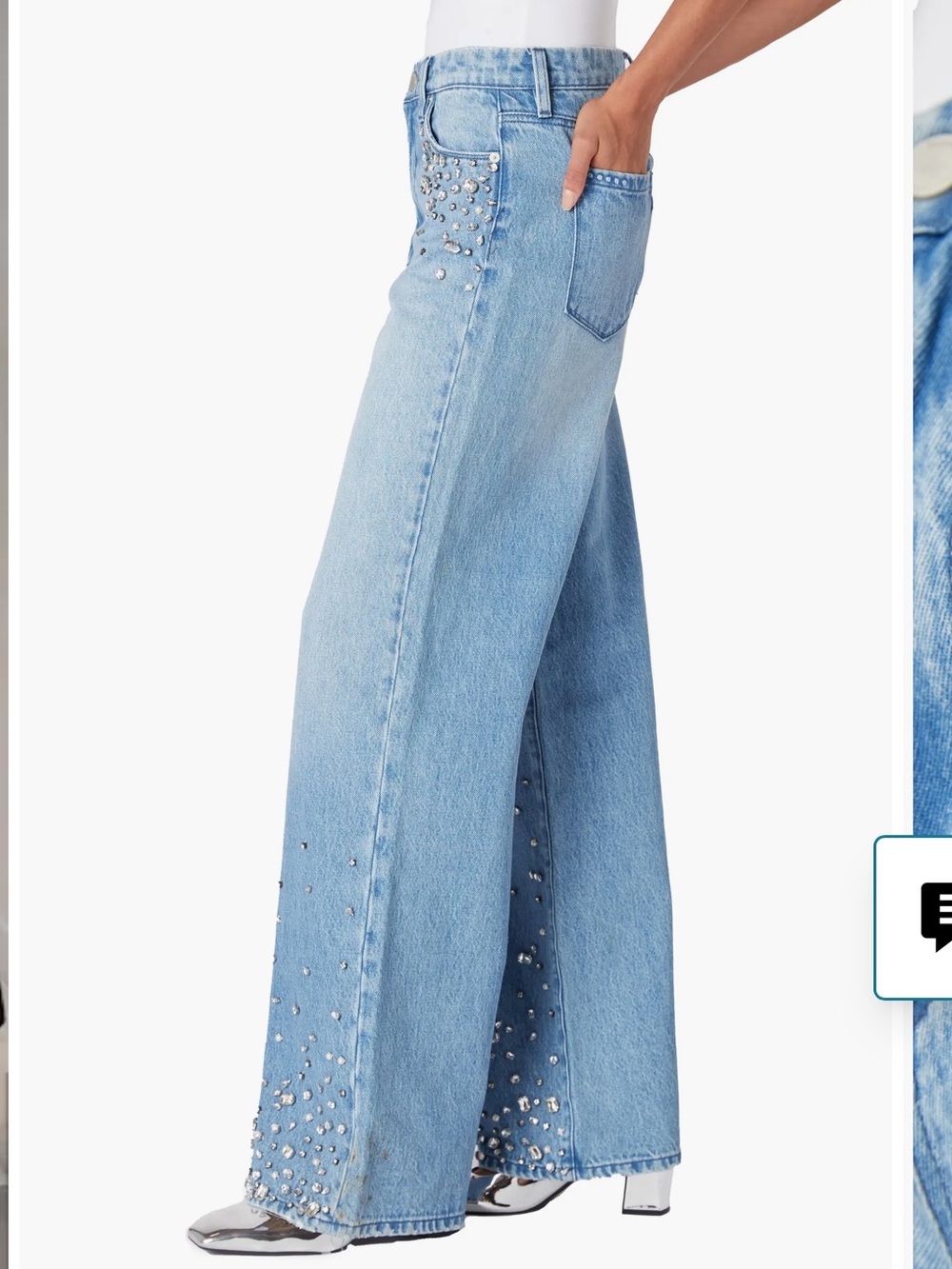 BLANKNYC Franklin Embellished Ribcage Wide-Leg Jeans Light Wash Waist 26 - Picture 10 of 16